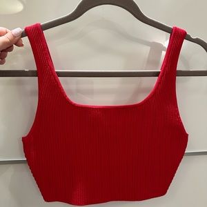 Aritzia Babaton Sculpt Knit Tank in Red